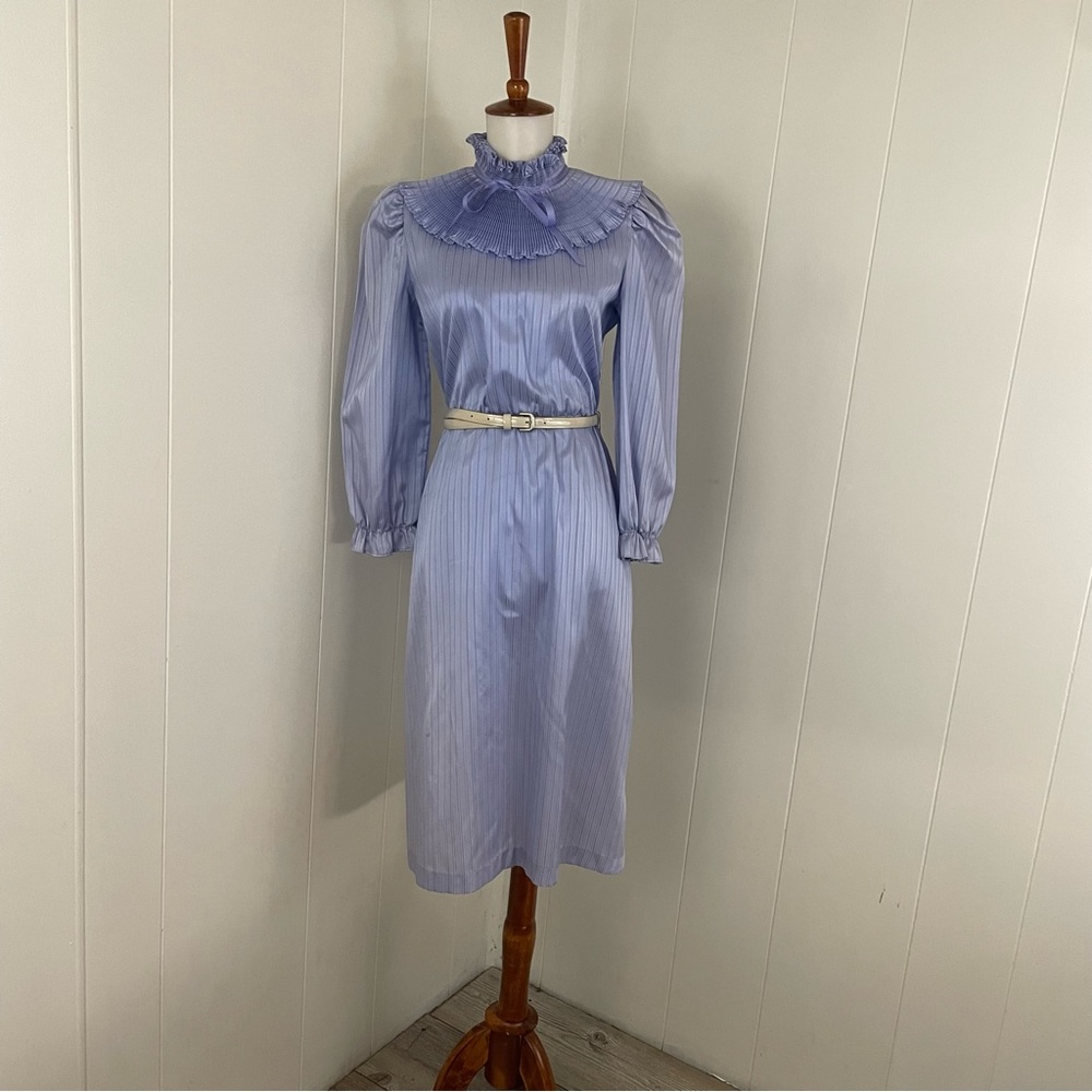 Vintage 70s 80s Smocked Bin‎ Long Sleeve Midi Dress - Picture 3 of 15